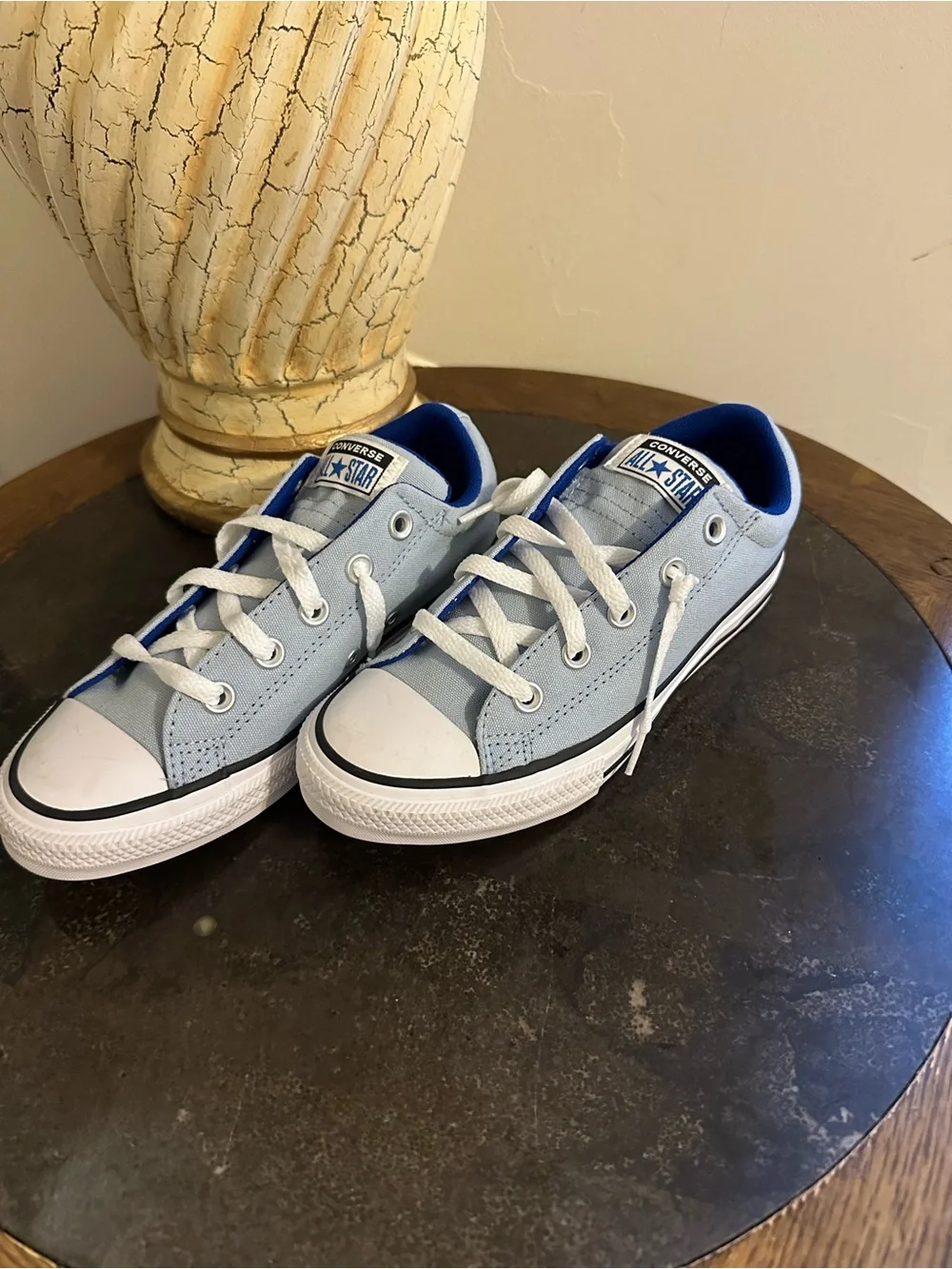 Converse Kids Low Top Sneakers in Light Blue and White